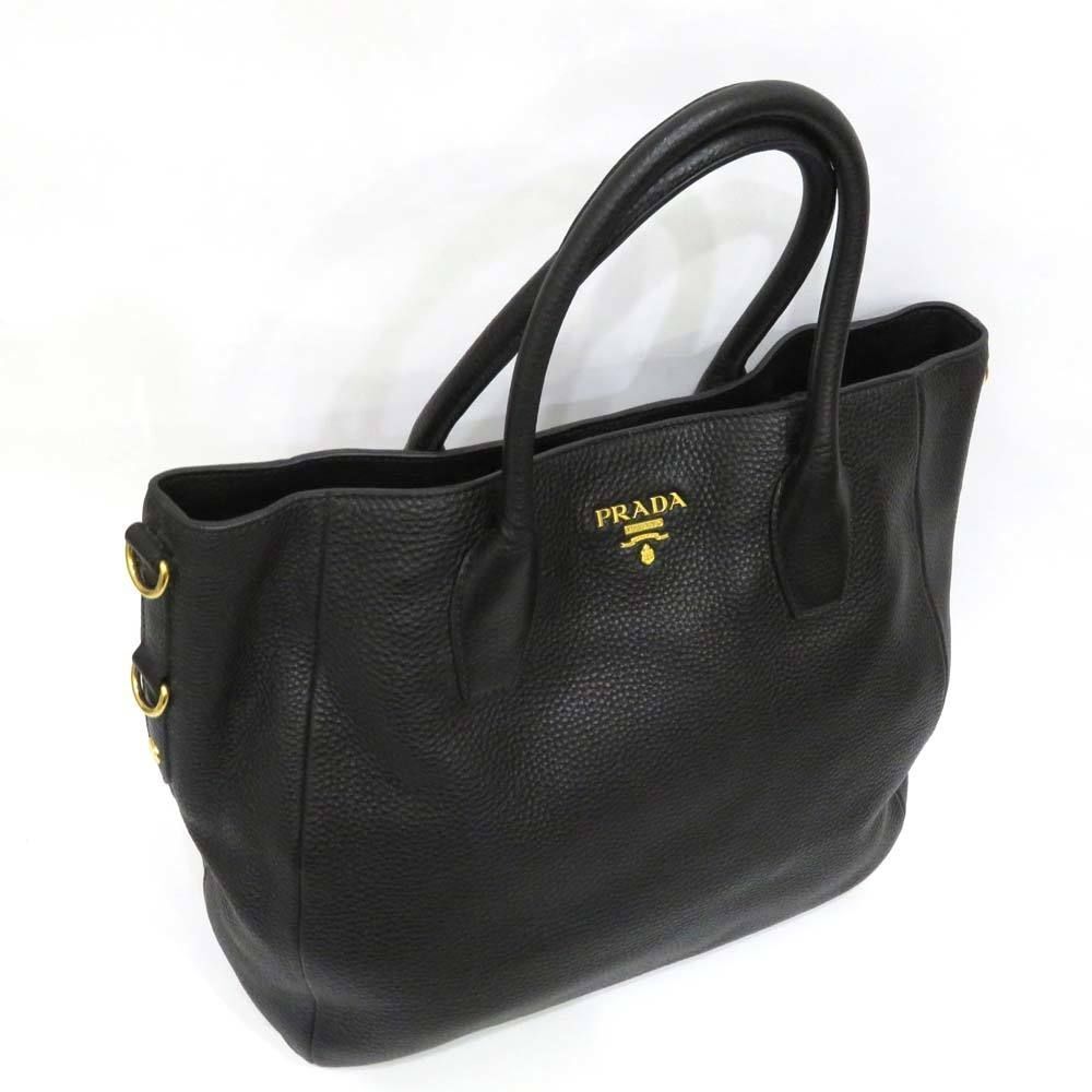 Prada 2 Way Bag Vitello Dino Leather Black - Picture 5 of 10